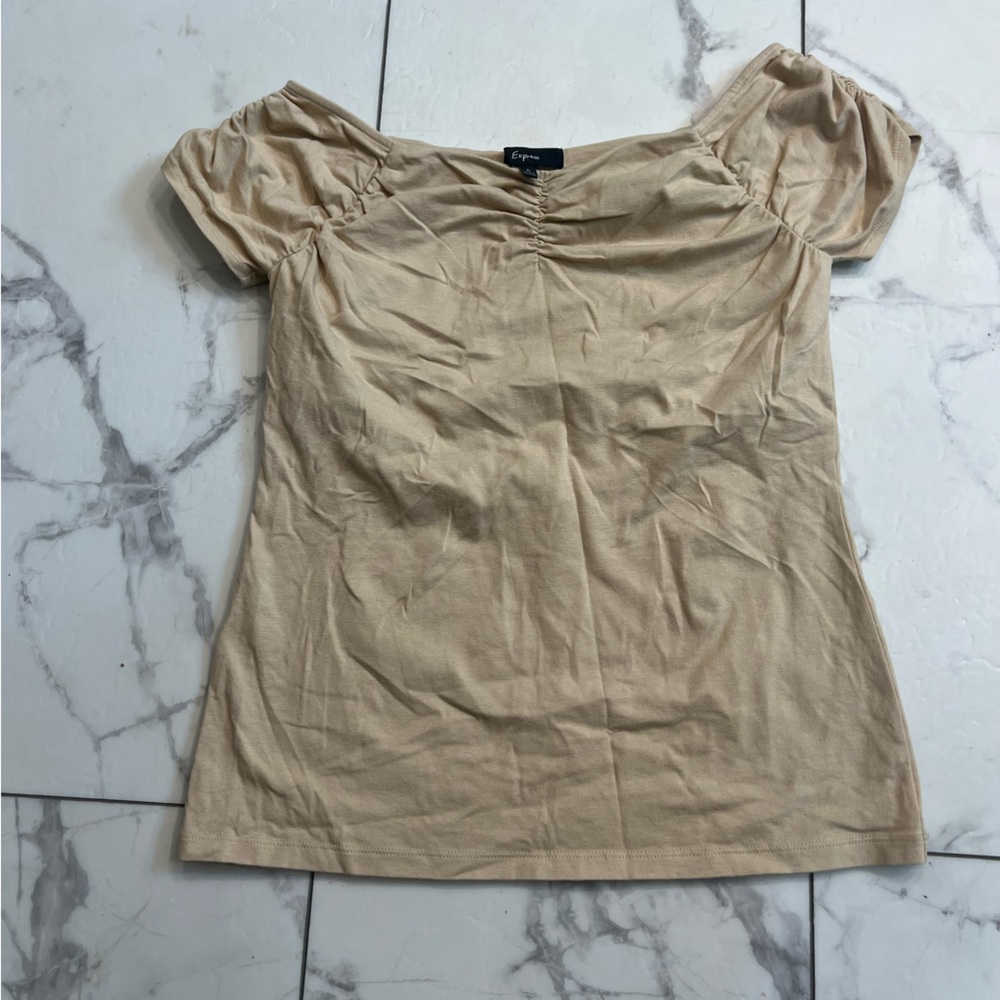 Express Beige Puff Sleeve Blouse